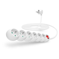 Kabel prodlužovací Connect IT 6x zásuvka, s vypínačem, 5 m (CI-1281), bílý