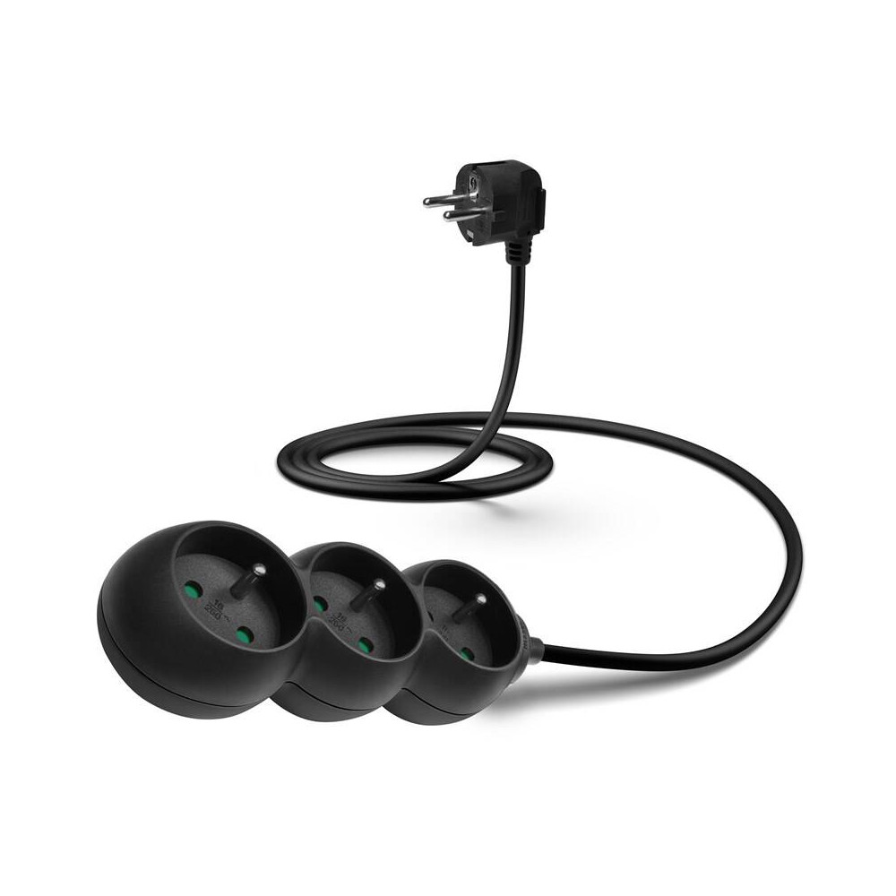 Kabel prodlužovací Connect IT 3x zásuvka, 1,5 m (CES-1327-BK), černý