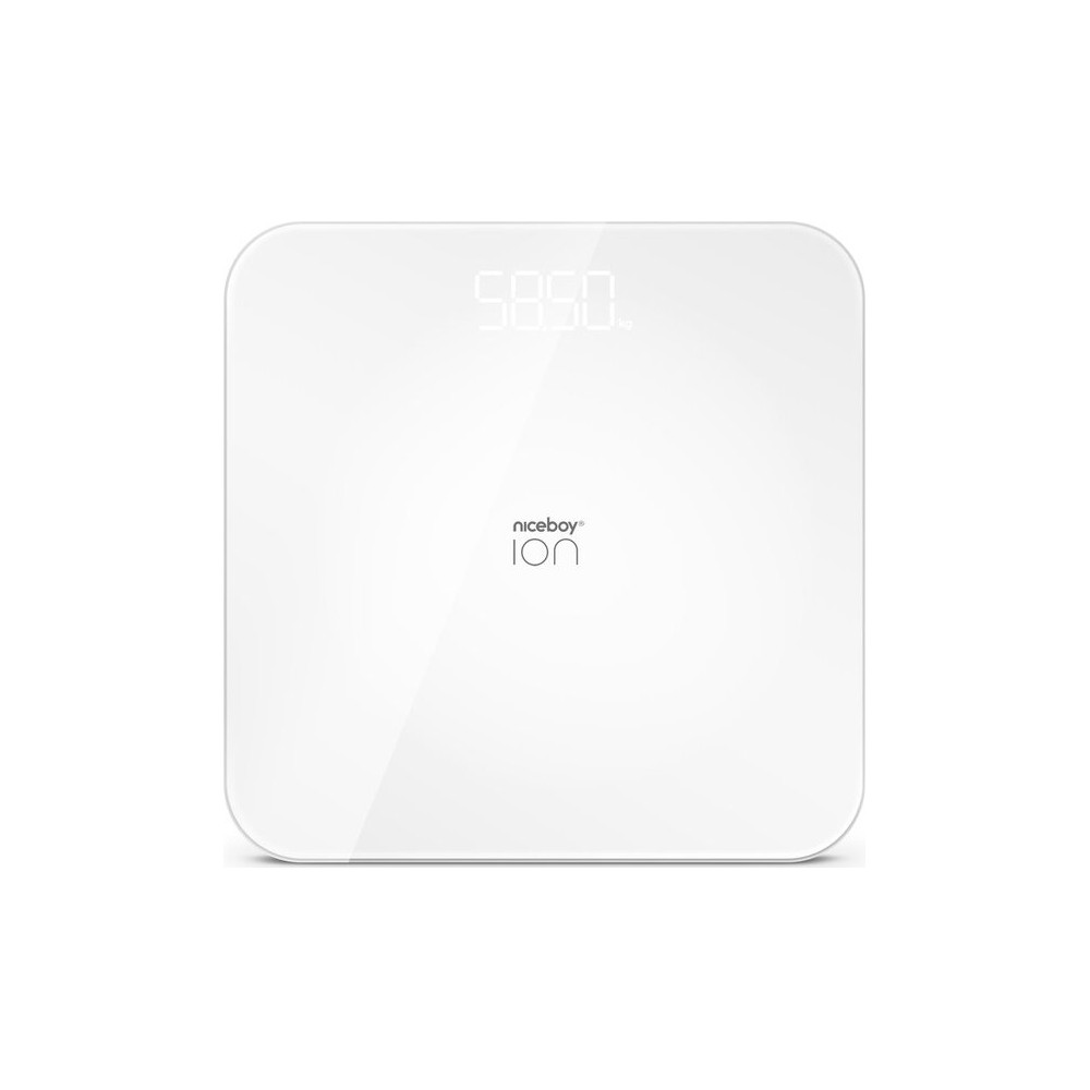 Osobní váha Niceboy ION FitScale White, digitální, 180 kg, sklo, bílá