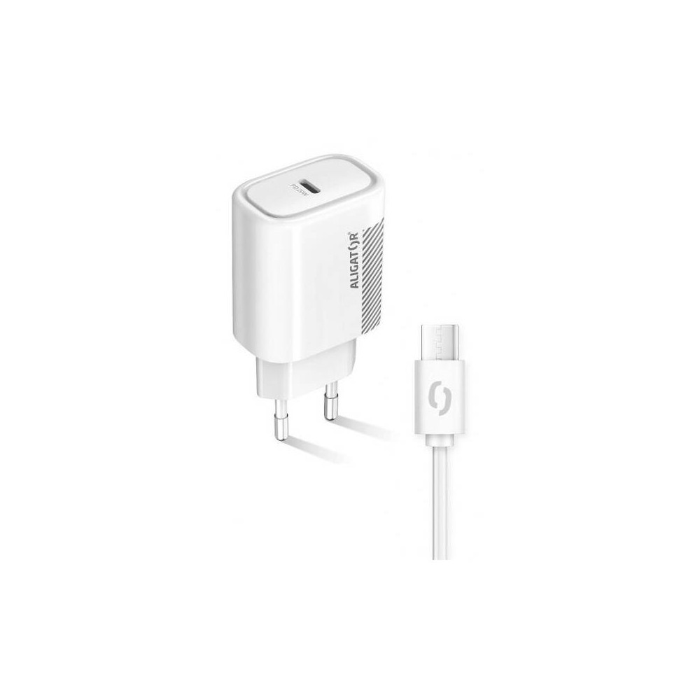 Nabíječka do sítě Aligator USB-C PD 20W + USB-C kabel (CHPD0003), bílá