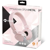 Sluchátka Meliconi Speakmetal Pink, přes hlavu, růžová