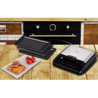 Sendvičovač ECG S 3173, 3v1, 750 W, nerez