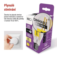 LED žárovka Filament A60, E27, 7,5W (75 W), 1 055 lm, teplá bílá, stmívatelná