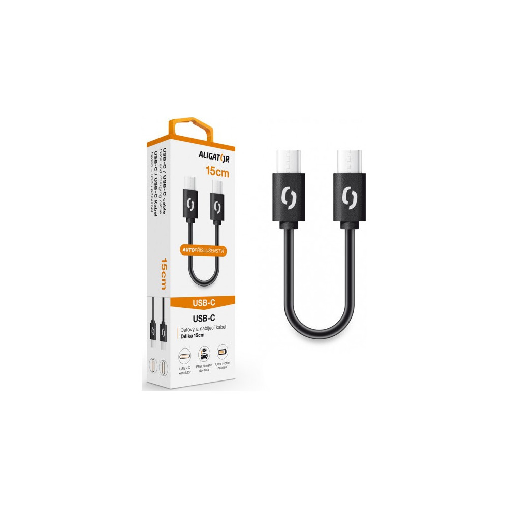 Kabel Aligator Power USB-C/USB-C (DATKP44), 15 cm, černý