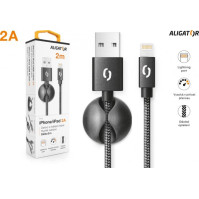 Kabel Aligator Premium USB/Lightning (DATKP21), 2 m, černý