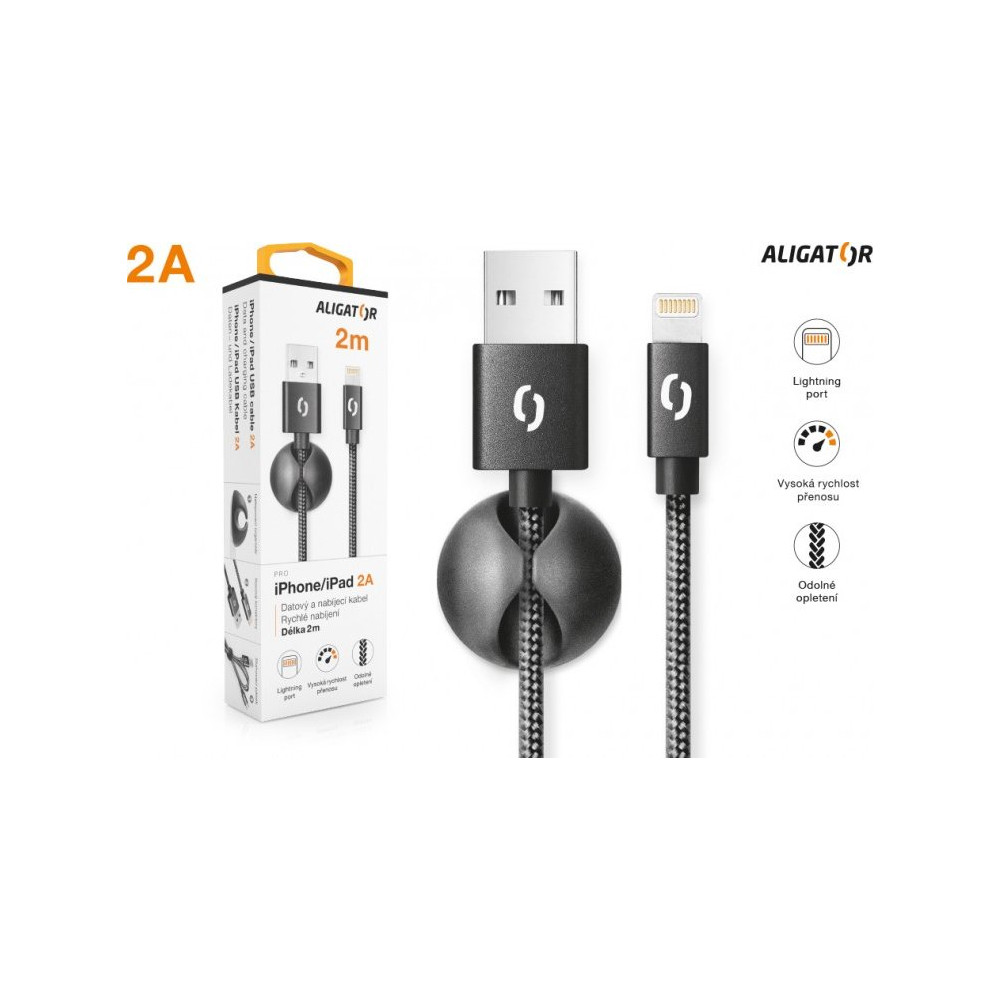 Kabel Aligator Premium USB/Lightning (DATKP21), 2 m, černý