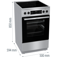 Sklokeramický sporák Gorenje GECS5C70XPA, A, 50 cm, 70 l, 11 funkcí, nerez