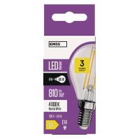 LED žárovka E14, 6 W (60 W), Filament Mini Globe, 810 lm, neutrální bílá