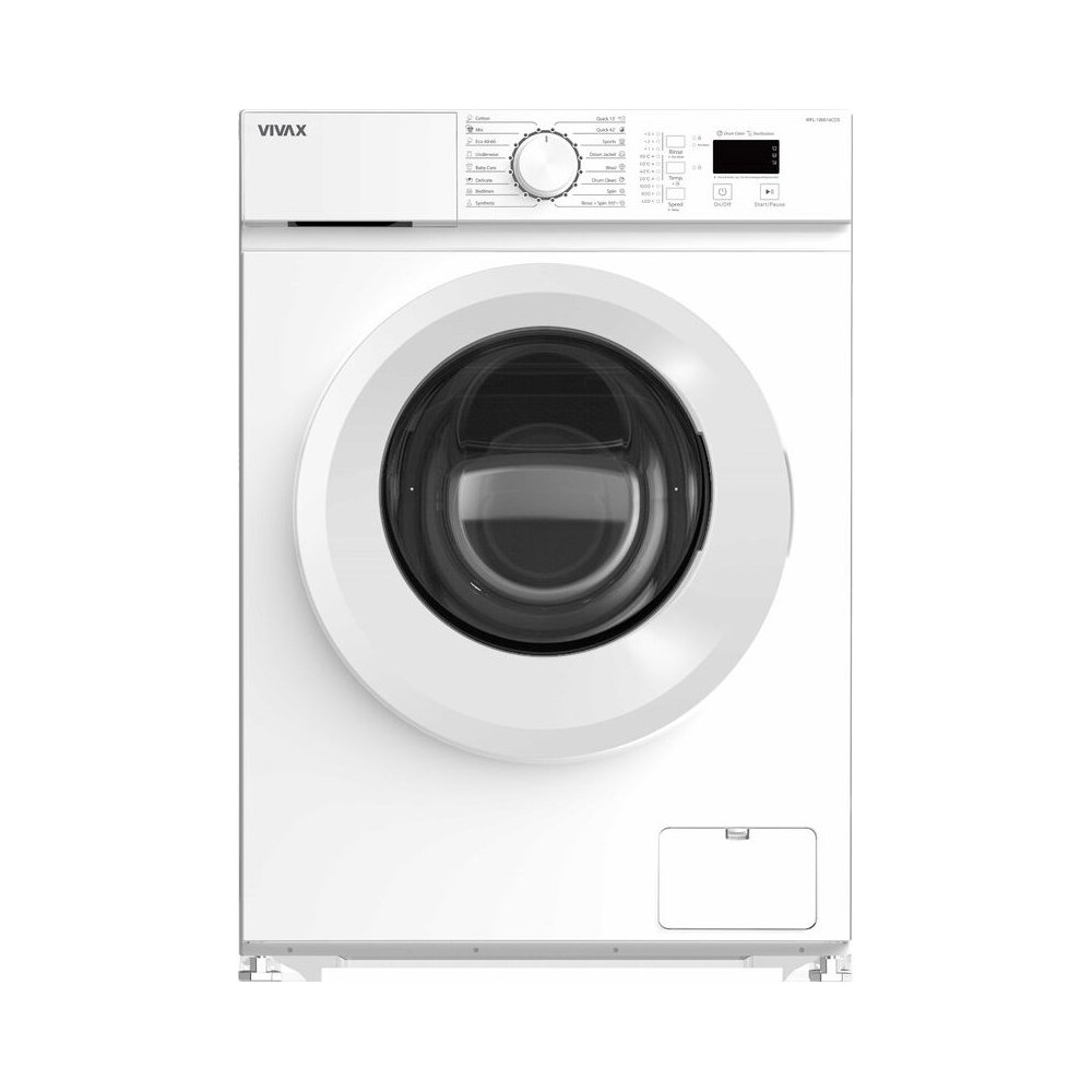 Úzká pračka Vivax WFL-100616CDS, přední plnění, 60 cm, E, 6 kg, 1000 ot.