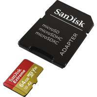 Paměťová karta SanDisk Micro SDXC Extreme 64GB UHS-I U3 (170R/80W) + adaptér (SDSQXAH-064G-GN6MA)