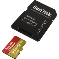 Paměťová karta SanDisk Micro SDXC Extreme 64GB UHS-I U3 (170R/80W) + adaptér (SDSQXAH-064G-GN6MA)