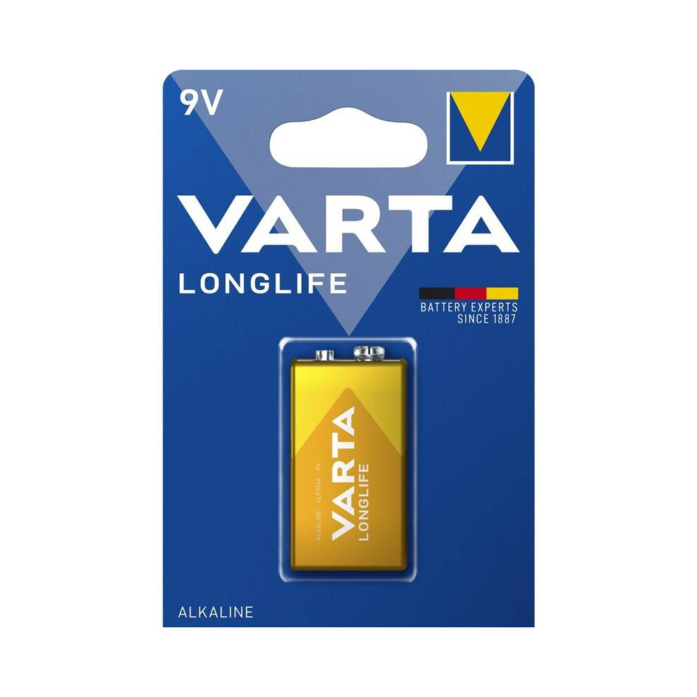 Baterie alkalická Varta Longlife 9V, 6LP3146, blistr, 1 ks (4122101411), zlatá