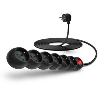 Prodlužovací kabel 230 V, 6 zásuvek, 5 m, s vypínačem, Connect CES0999BK, černý