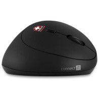 Ergonomická vertikální myš Connect IT CMO-2600-BK, bezdrátová