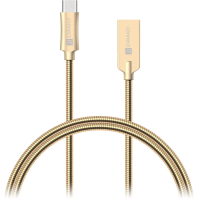 Kabel Connect IT Wirez Steel Knight USB/USB-C, ocelový, opletený, 1 m (CCA-5010-GD), zlatý