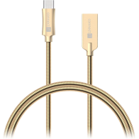 Kabel Connect IT Wirez Steel Knight USB/USB-C, ocelový, opletený, 1 m (CCA-5010-GD), zlatý