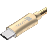 Kabel Connect IT Wirez Steel Knight USB/USB-C, ocelový, opletený, 1 m (CCA-5010-GD), zlatý