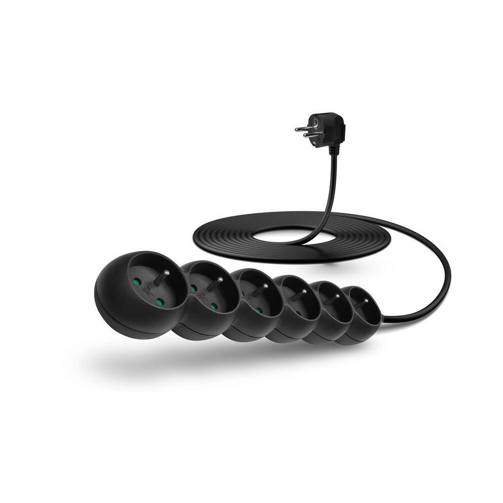 Kabel prodlužovací Connect IT 6x zásuvka, 5 m (CES-1320-BK), černý