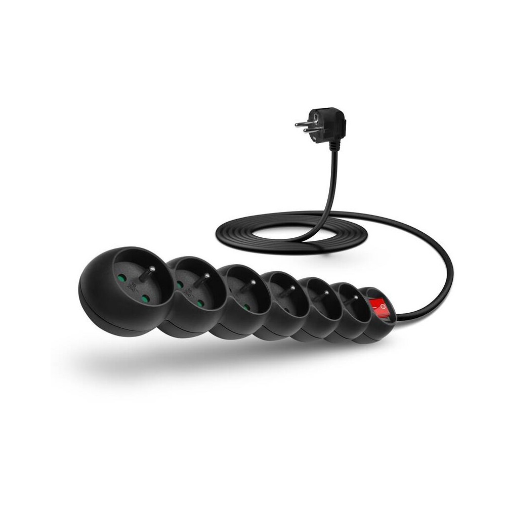 Prodlužovací kabel Connect IT 6x zásuvka, s vypínačem, 3 m (CES-1001-BK), černý