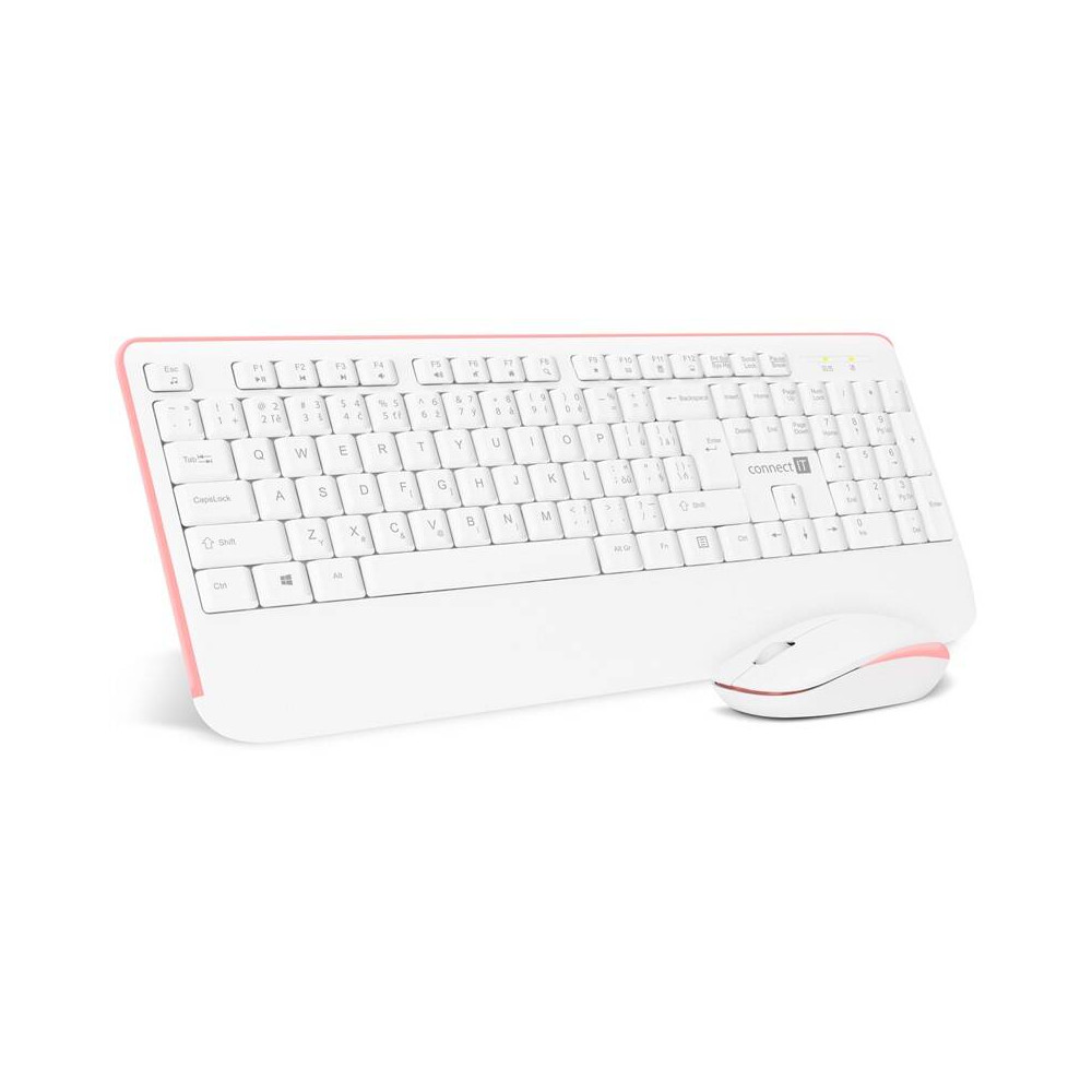 Set klávesnice s myší Connect IT Combo CKM-7801-CS, CZ/SK, bílá/růžová