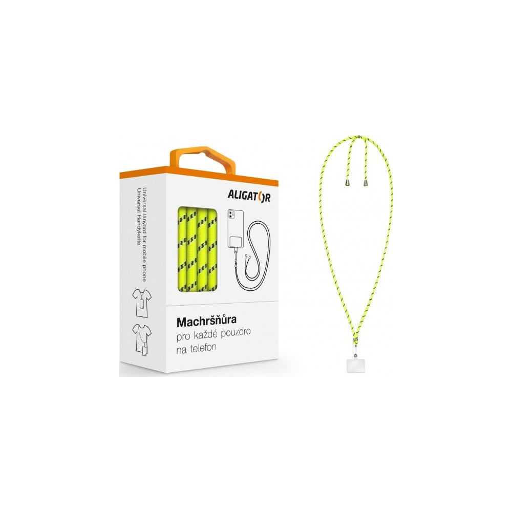 Machršňůra Aligator, univerzální šňůrka pro mobilní telefon, neon žlutá (UST009)