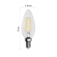 LED žárovka E14, 6 W (60 W), Filament svíčka, 810 lm, neutrální bílá
