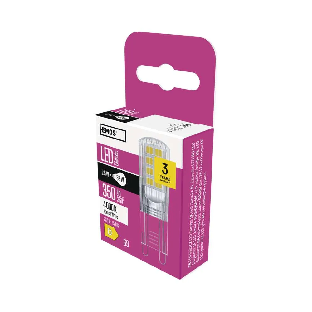 LED žárovka G9, 2,5 W (32 W), Classic JC, 350 lm, neutrální bílá