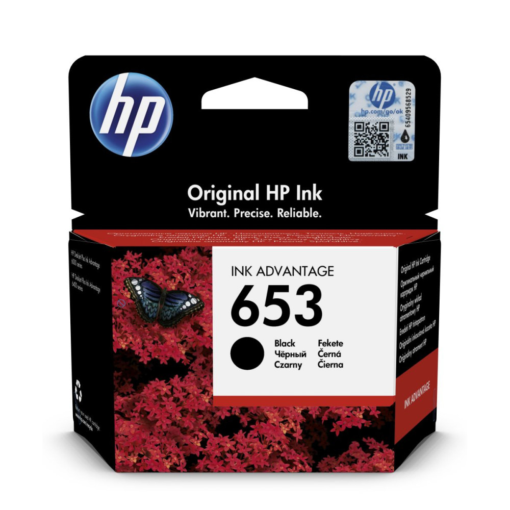 Inkoustová náplň HP 653, 6 ml, originální, 3YM75AE, černá