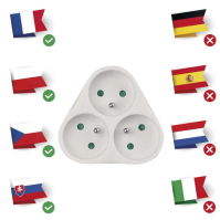 Rozbočovací zásuvka (rozdvojka) EMOS P0026, 3× kulatá 10 A, bílá