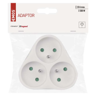 Rozbočovací zásuvka (rozdvojka) EMOS P0026, 3× kulatá 10 A, bílá