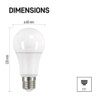 LED žárovka E27, 10,7 W (75 W), Classic A60, 1 060 lm, neutrální bílá