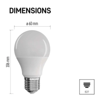 LED žárovka E27, 8,5 W (60 W), Classic A60, 806 lm, neutrální bílá