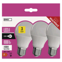 LED žárovka E27, 8,5 W (60 W), Classic A60, 806 lm, neutrální bílá, 3 ks