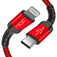 Datový a nabíjecí kabel USB-C / Lightning, MKF-USB12CL, 20W, 2A, opletení, 1,2 m