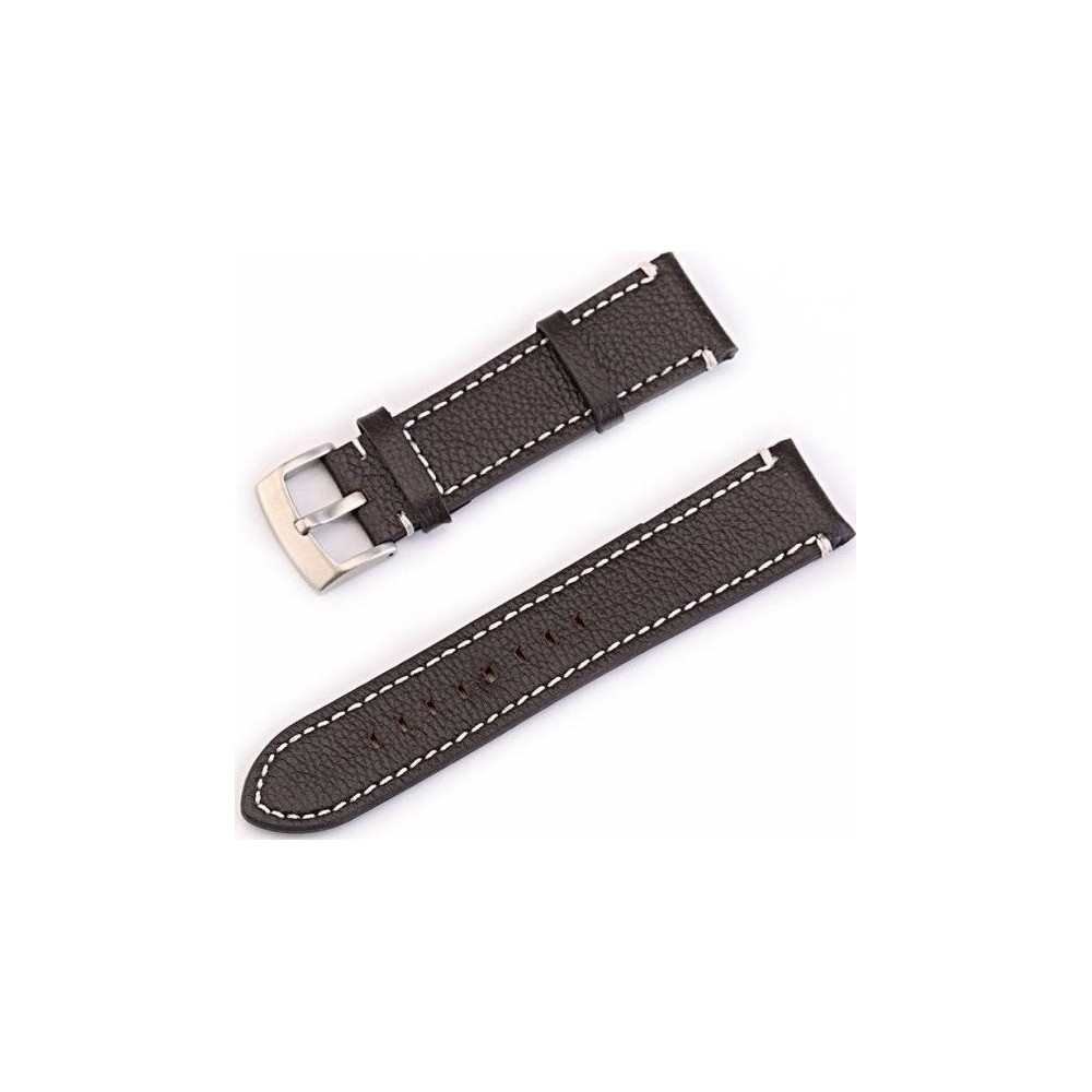 Kožený řemínek Deveroux PD012, spona, šířka 22 mm, tmavě hnědý (DEV0139)