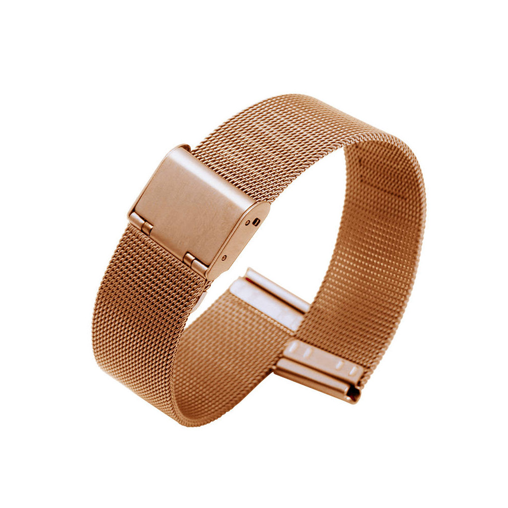 Ocelový milánský řemínek Deveroux WD003, šířka 18 mm, růžově zlatý (DEV0032)