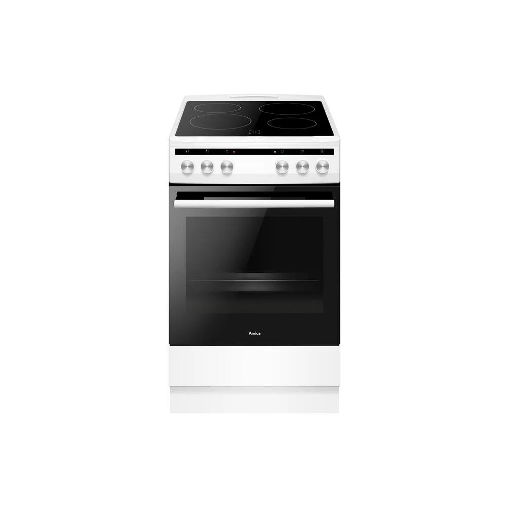 Sklokeramický sporák Amica SS 19 EBW, A, 50 cm, 65 l, 9 funkcí, bílá