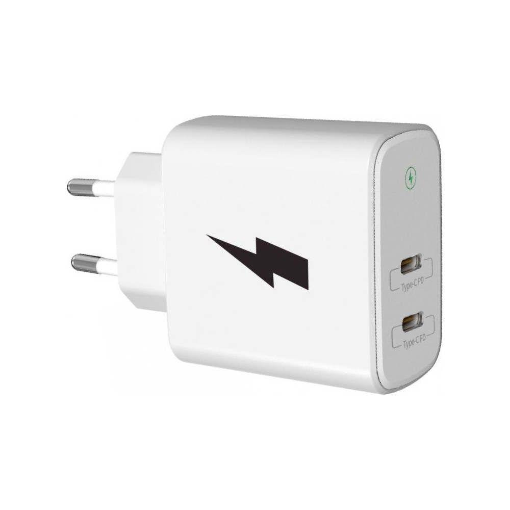 Síťová nabíječka WG 9740, 2x USB-C, 40 W, bílá