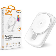 Powerbanka Aligator AMS03WT s bezdrátovým nabíjením, 5000 mAh, MagSafe (Mag-Bank), 15 W, bílá