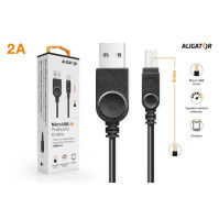 Kabel Aligator Micro USB s prodlouženým konektorem, 1 m (DAKAMUOUT), černý