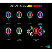 Sada Connect IT Streaming Box Selfie10RGB kruhové světlo pro streamování, YouTube, TikTok natáčení (CLI-5000-SM)