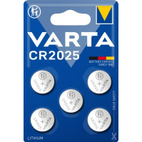 Knoflíková baterie Varta CR 2025, 3 V, 157 mAh, lithiová, BLISTR 5 (5 ks)