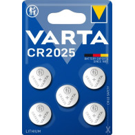 Knoflíková baterie Varta CR 2025, 3 V, 157 mAh, lithiová, BLISTR 5 (5 ks)