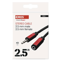 JACK kabel 3,5 mm stereo, vidlice - 3,5 mm zásuvka, EMOS SM5102, délka 2,5 m