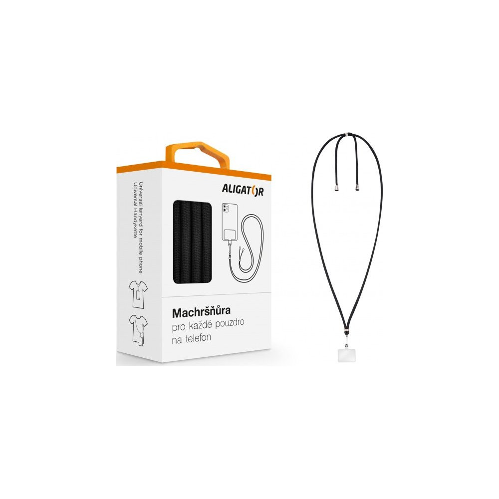 Machršňůra Aligator, univerzální šňůrka pro mobilní telefon, černá (UST001)