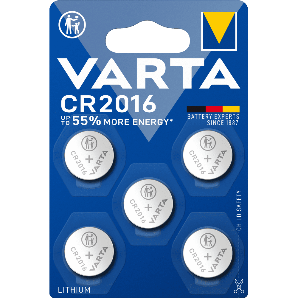 Knoflíková baterie Varta CR2016, blistr 5 ks, speciální lithiová