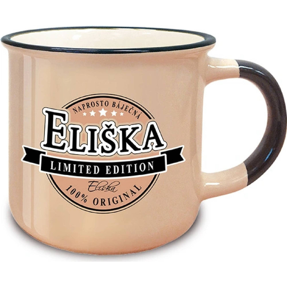 Dárkový keramický retro hrnek s nápisem a jménem Eliška, česky