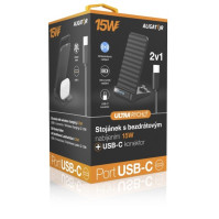 Aligator - B nab 2v1, 15W, BKAligator Stojánek s bezdrátovým nabíjením 15W a USB-C konektorem, 2v1