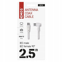 Anténní koaxiální kabel EMOS S30210, 2,5 m, IEC male - IEC female 90°