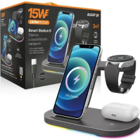 Bezdrátová stanice Aligator AS04BK 3v1 Smart station, 15 W, rychlonabíjení